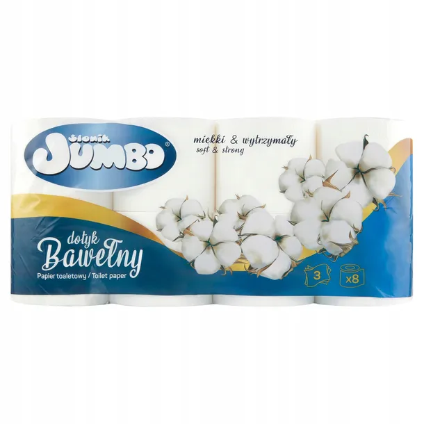 Słonik Jumbo Papier Toaletowy Bawełna 8 rolek
